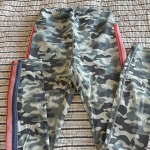 Spiritual Gangster Camo Leggings with Red and Blue Accents